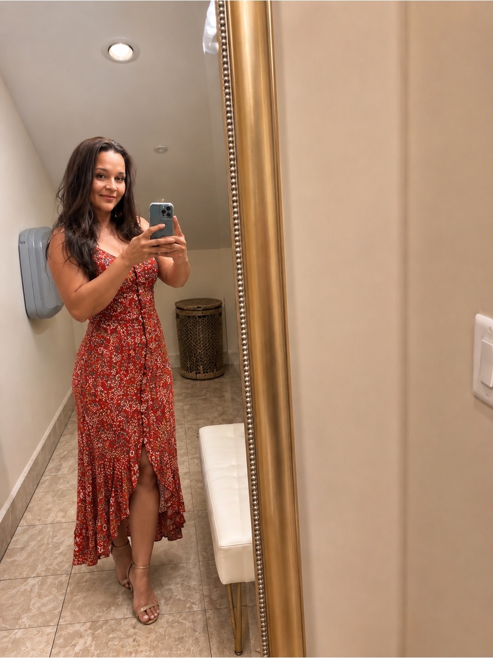 Abel Red Floral Tie-Front Midi Dress - Picture 2 of 9